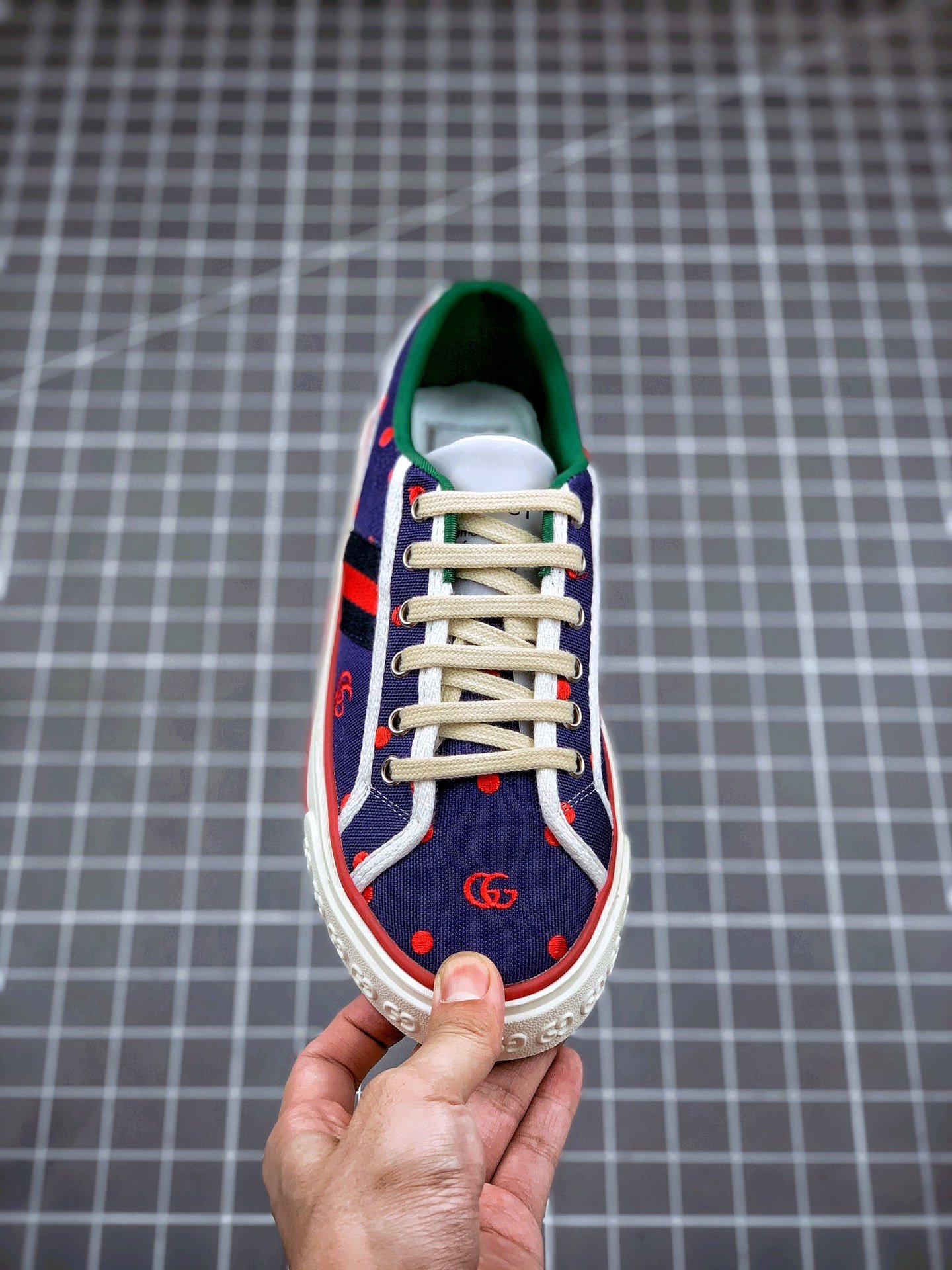 Gucci Tennis 1977 Print Sneaker Navy Blue/White/Red 15