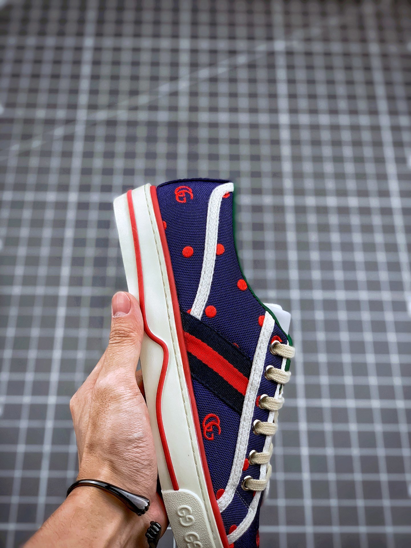 Gucci Tennis 1977 Print Sneaker Navy Blue/White/Red 17