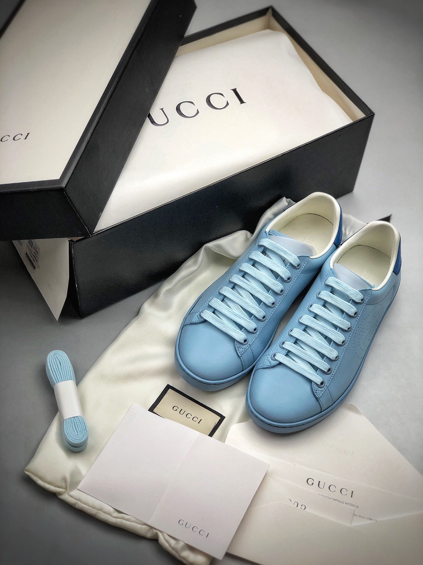 Gucci Ace Embroidered Low-Top Sneaker Blue/Blue/Blue 17