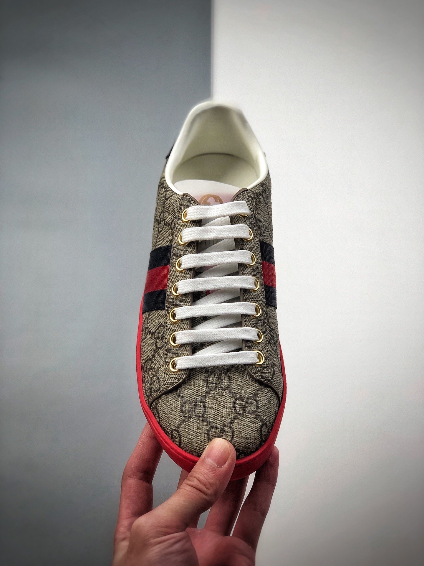 Gucci Ace Embroidered Low-Top Sneaker Brown/Red/Blue-White 11