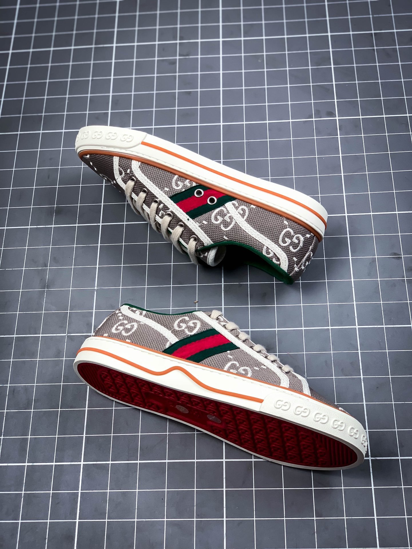 Gucci Ace Embroidered Low-Top Sneaker Grey/White/Red 5