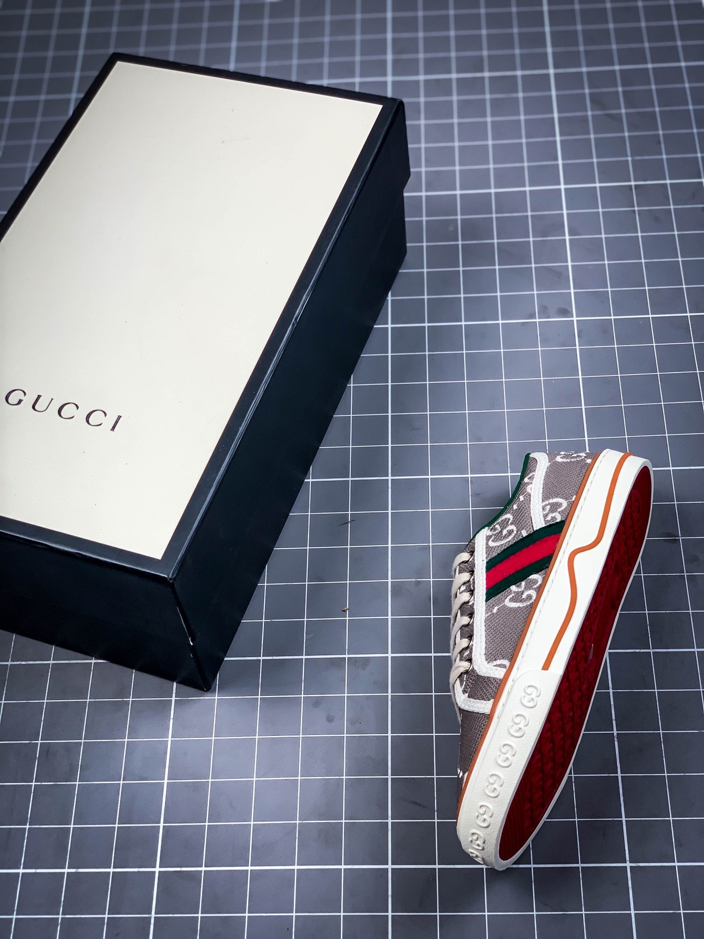 Gucci Ace Embroidered Low-Top Sneaker Grey/White/Red 7