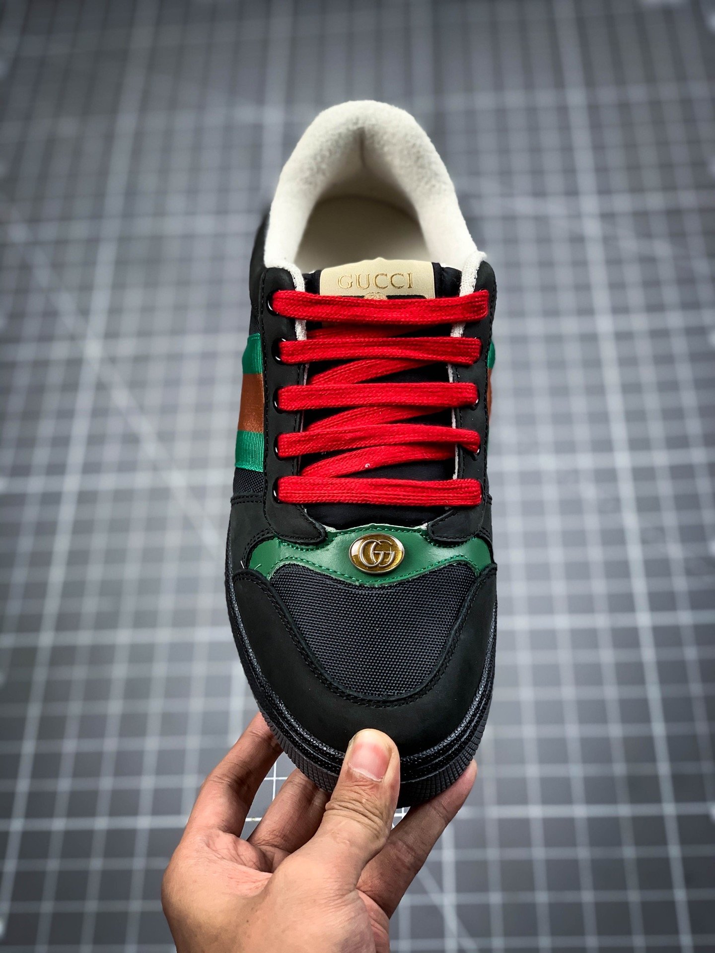 Gucci Low Shoes Black/Green/Red-White 9