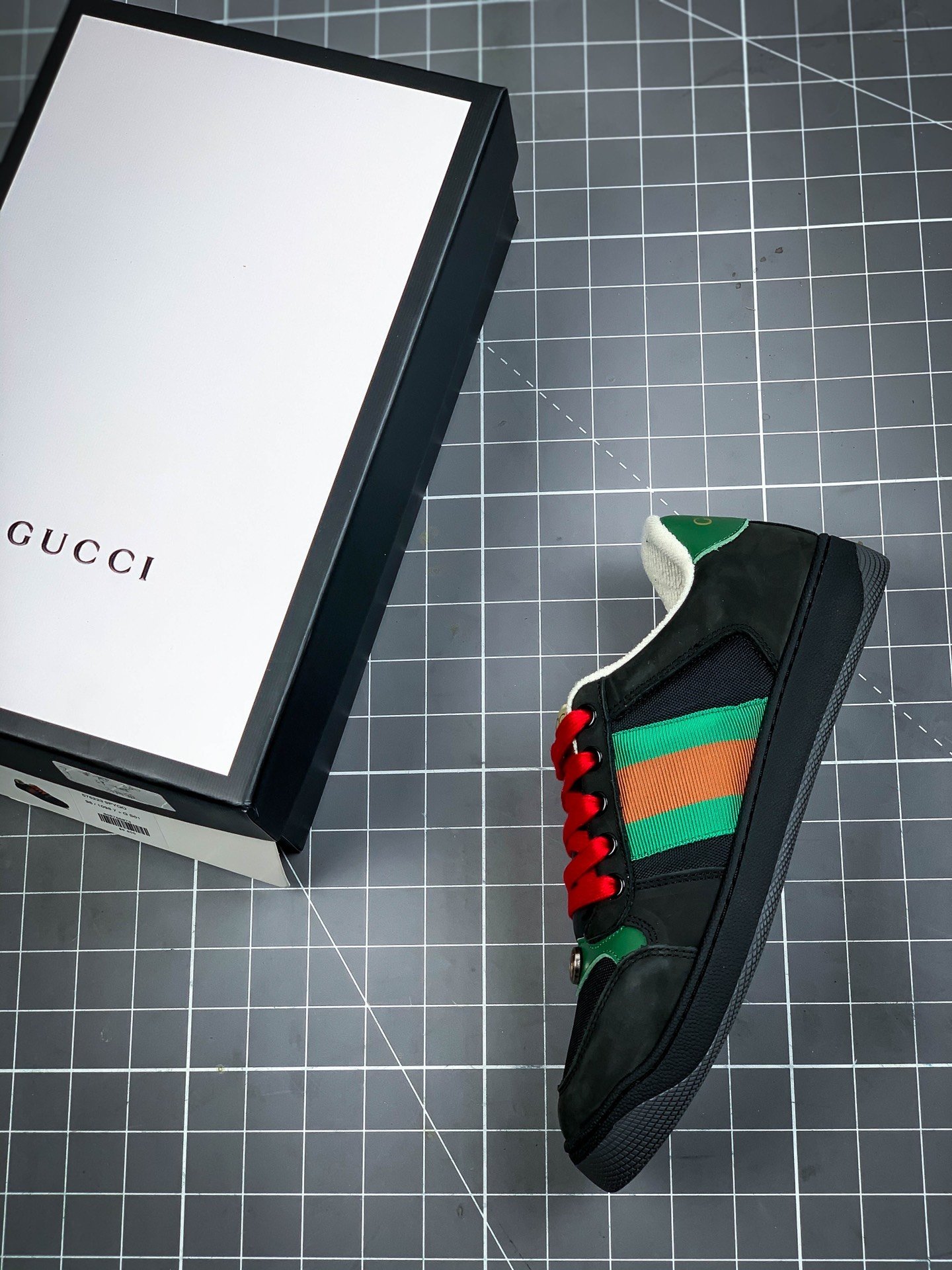 Gucci Low Shoes Black/Green/Red-White 13