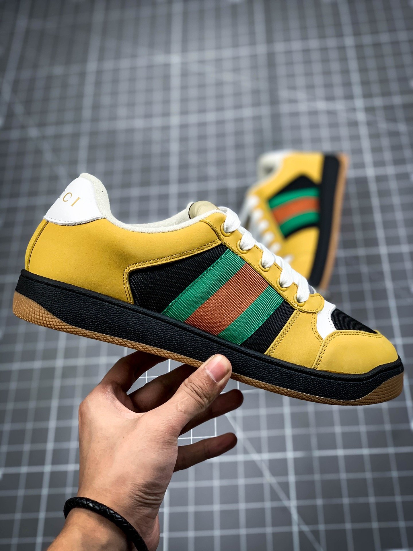 Gucci Low Shoes Yellow/Black/Green/Red-White 9