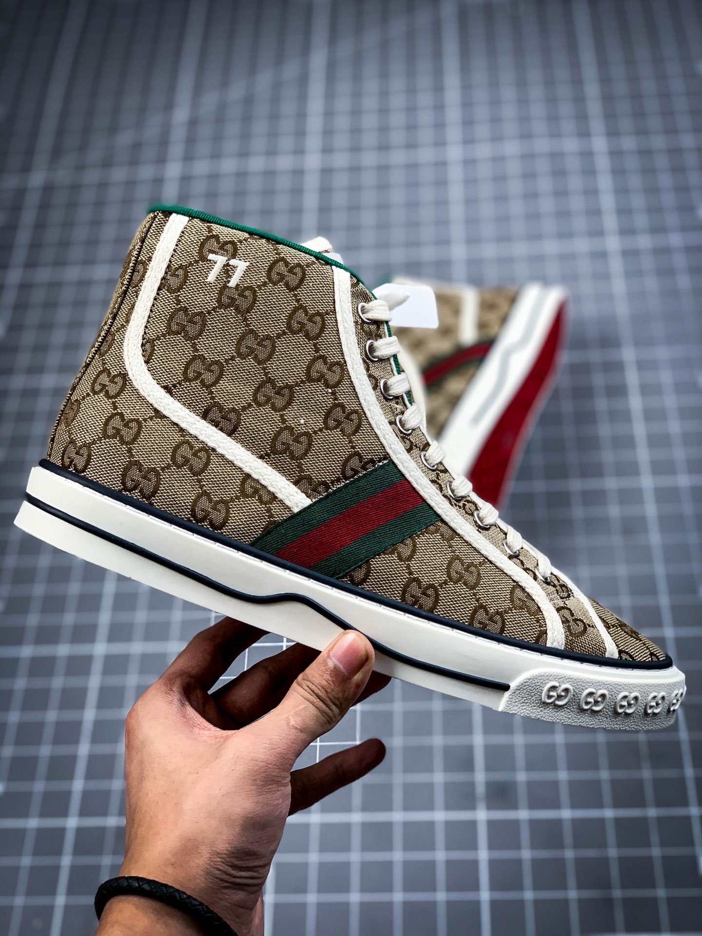 Gucci Tennis 1977 Print Sneaker Brown/Green/Red-White 3