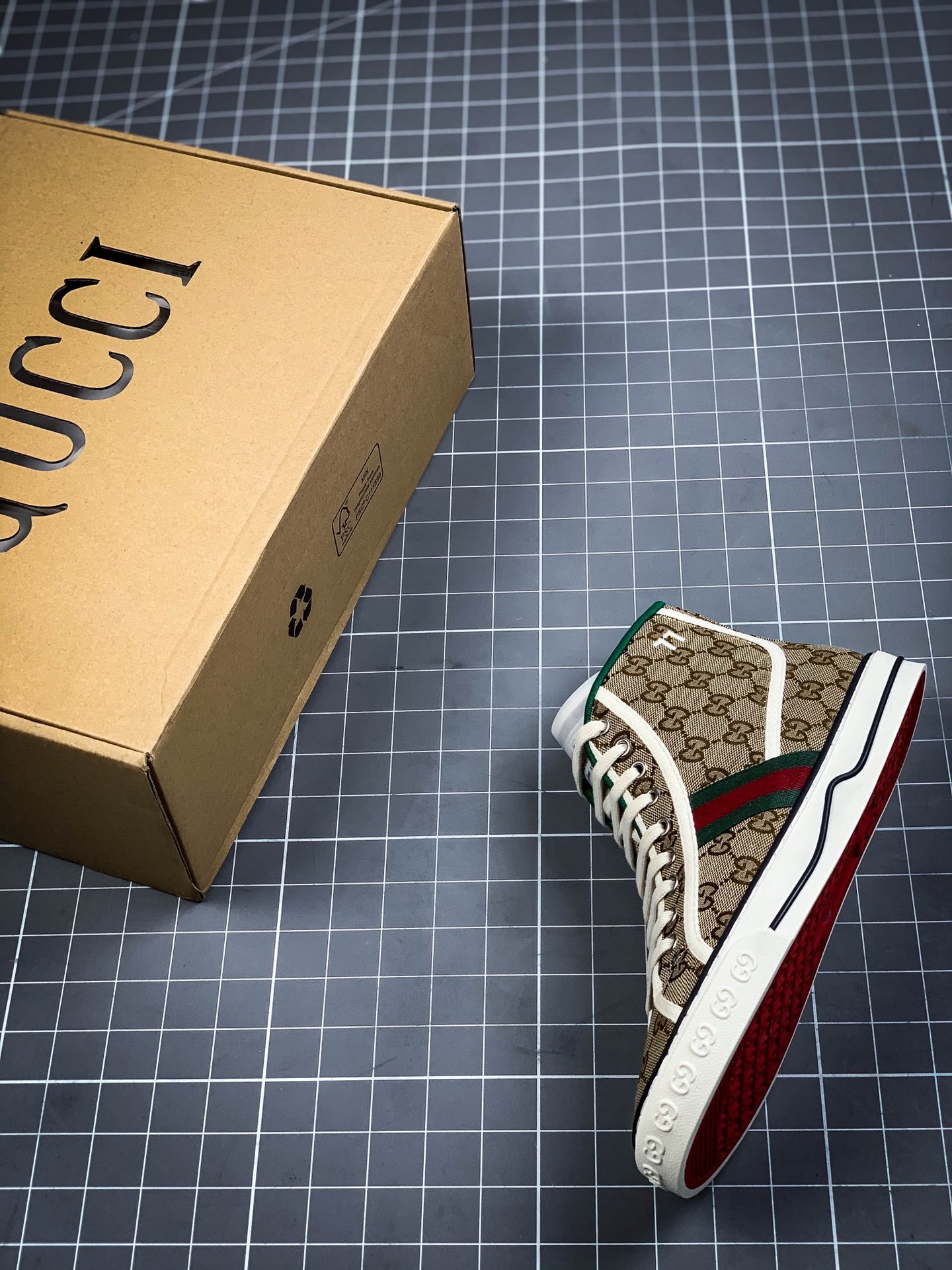 Gucci Tennis 1977 Print Sneaker Brown/Green/Red-White 5