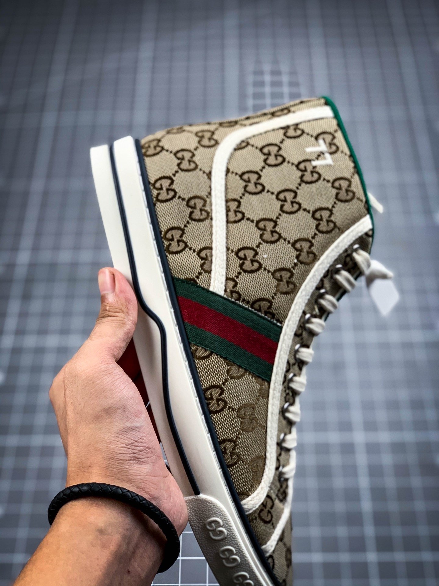 Gucci Tennis 1977 Print Sneaker Brown/Green/Red-White 13