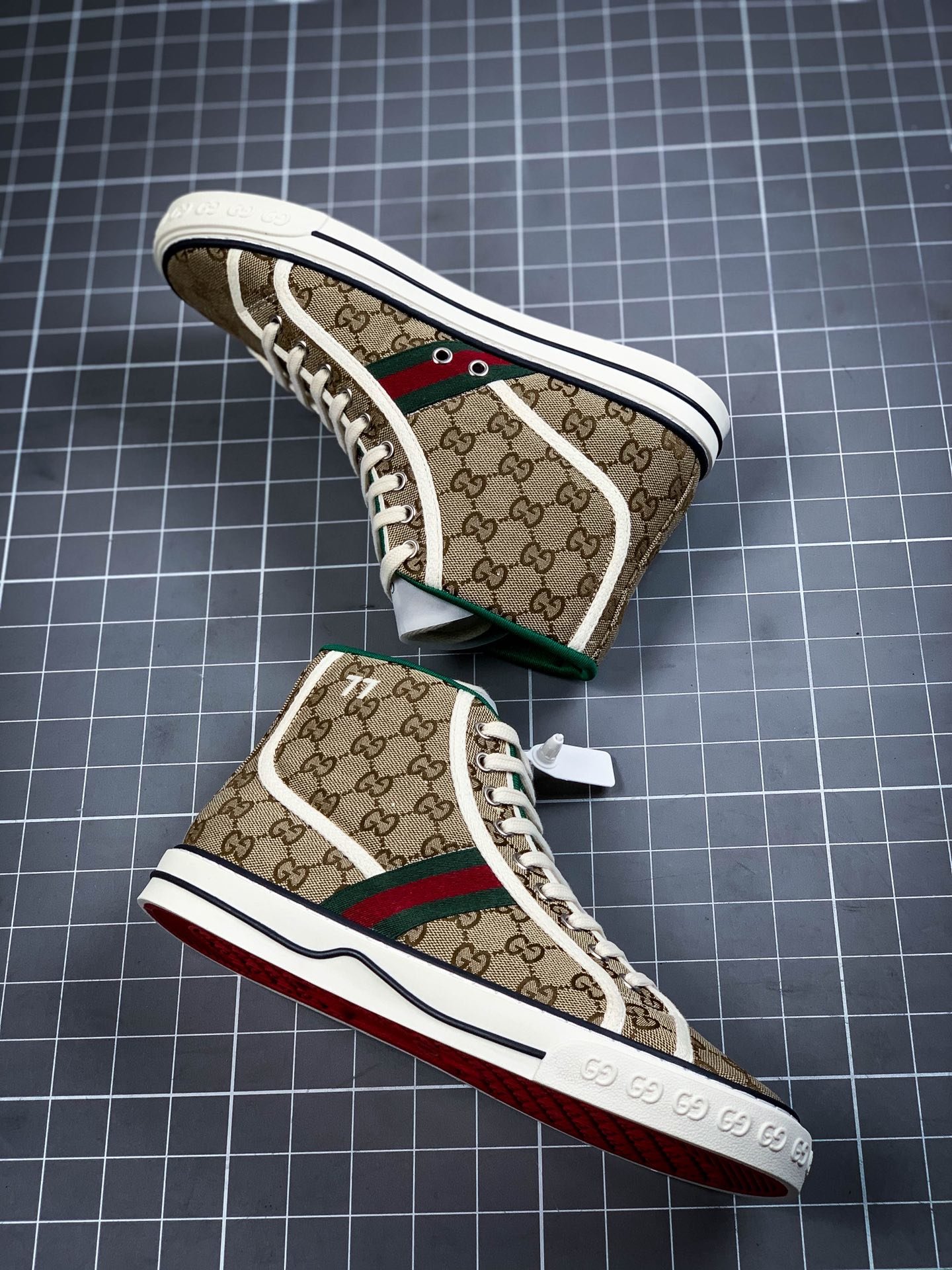 Gucci Tennis 1977 Print Sneaker Brown/Green/Red-White 15