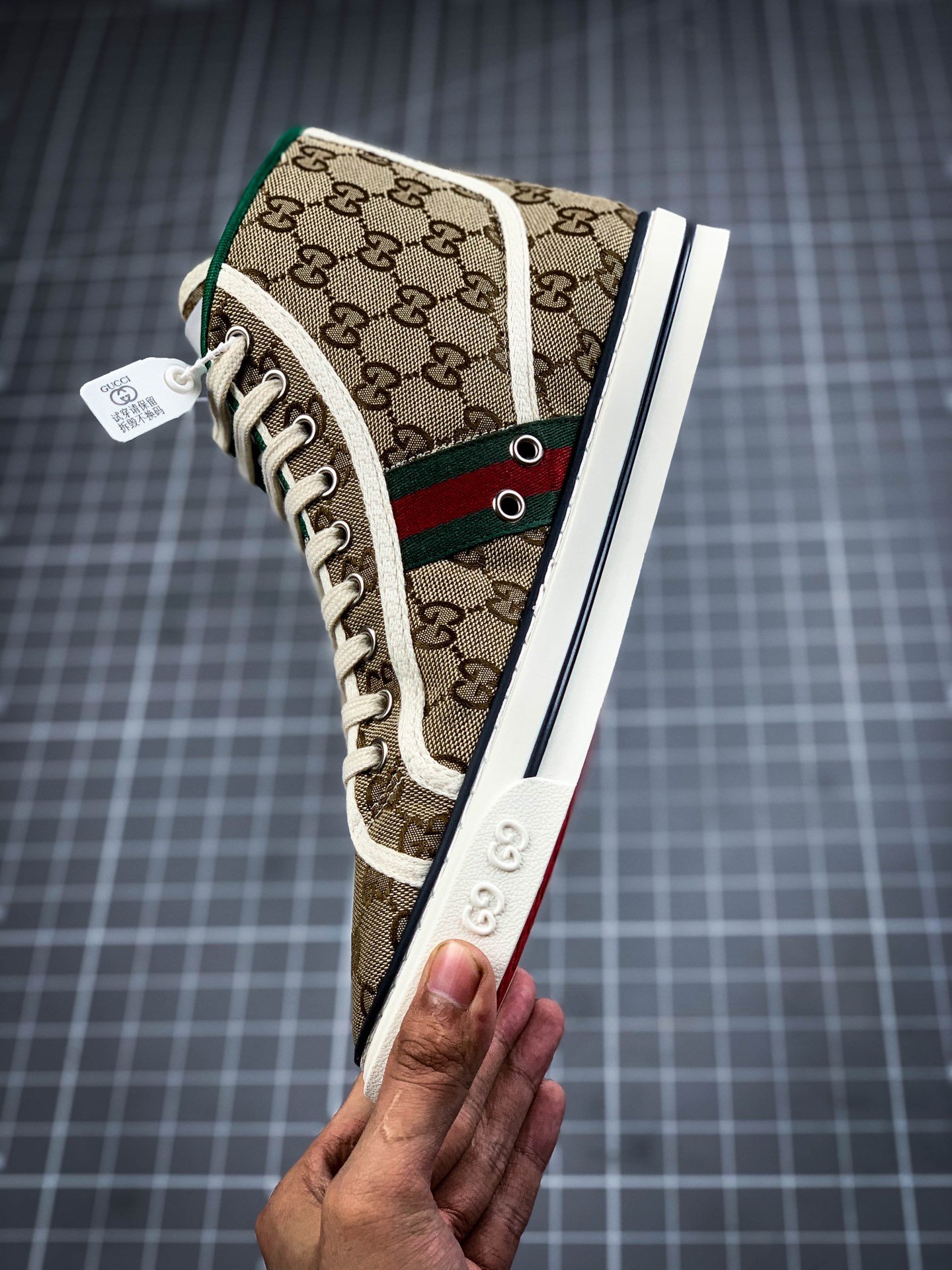 Gucci Tennis 1977 Print Sneaker Brown/Green/Red-White 17