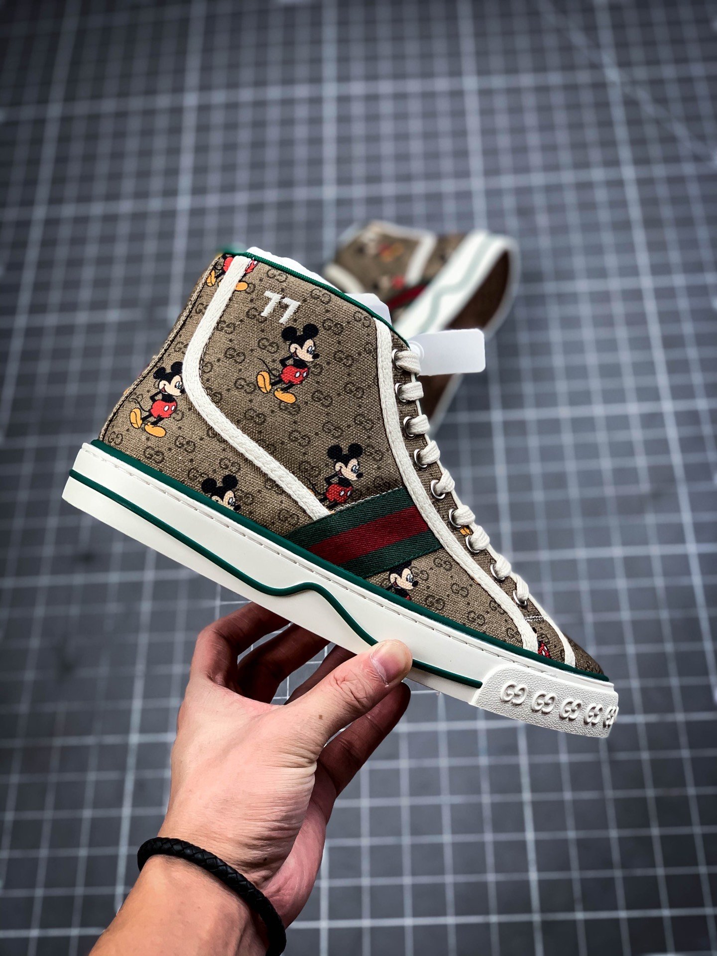 Gucci Tennis 1977 Print Sneaker Khaki/Green/White-Red 5