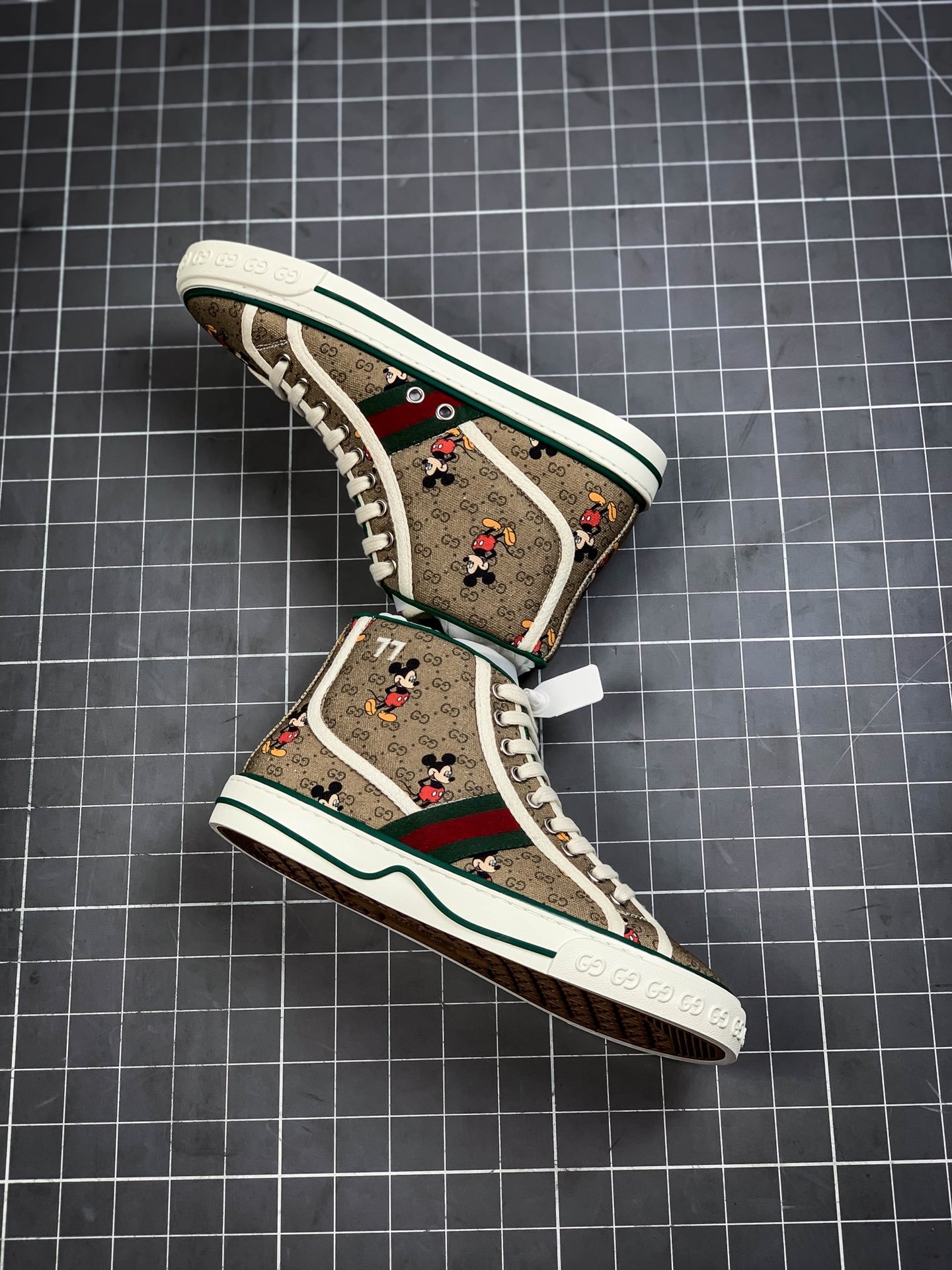 Gucci Tennis 1977 Print Sneaker Khaki/Green/White-Red 7