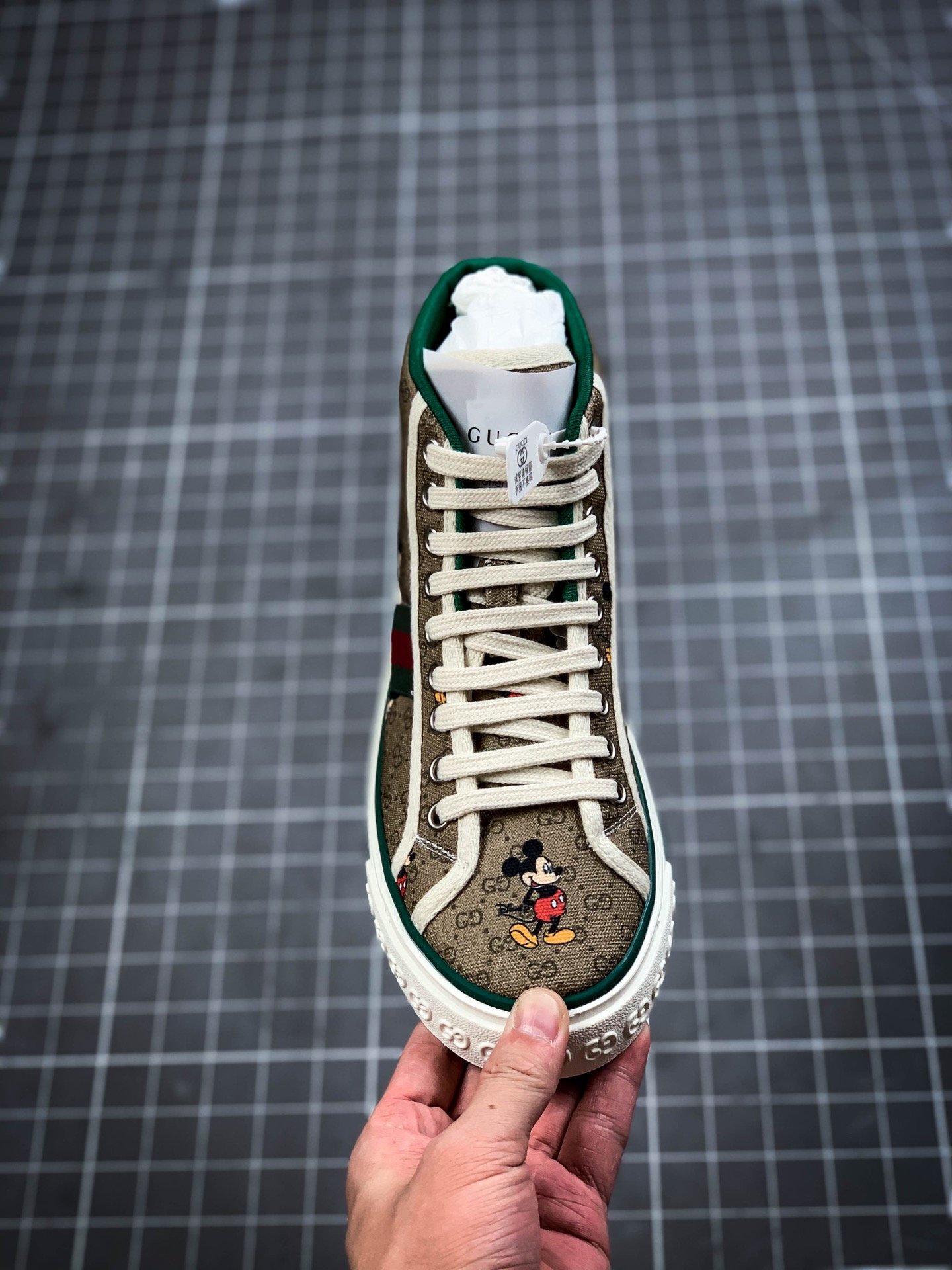 Gucci Tennis 1977 Print Sneaker Khaki/Green/White-Red 9