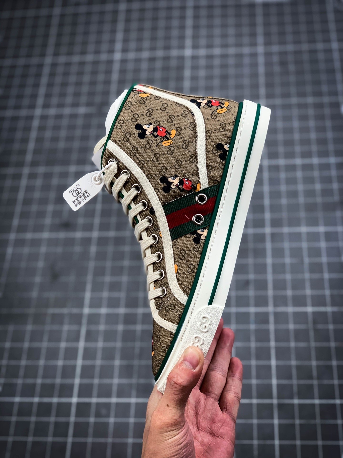 Gucci Tennis 1977 Print Sneaker Khaki/Green/White-Red 13