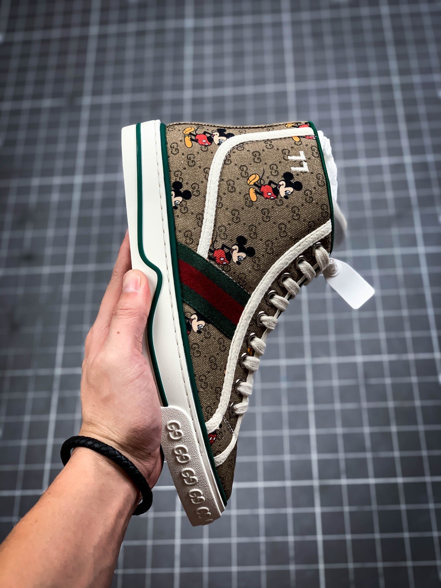 Gucci Tennis 1977 Print Sneaker Khaki/Green/White-Red 17