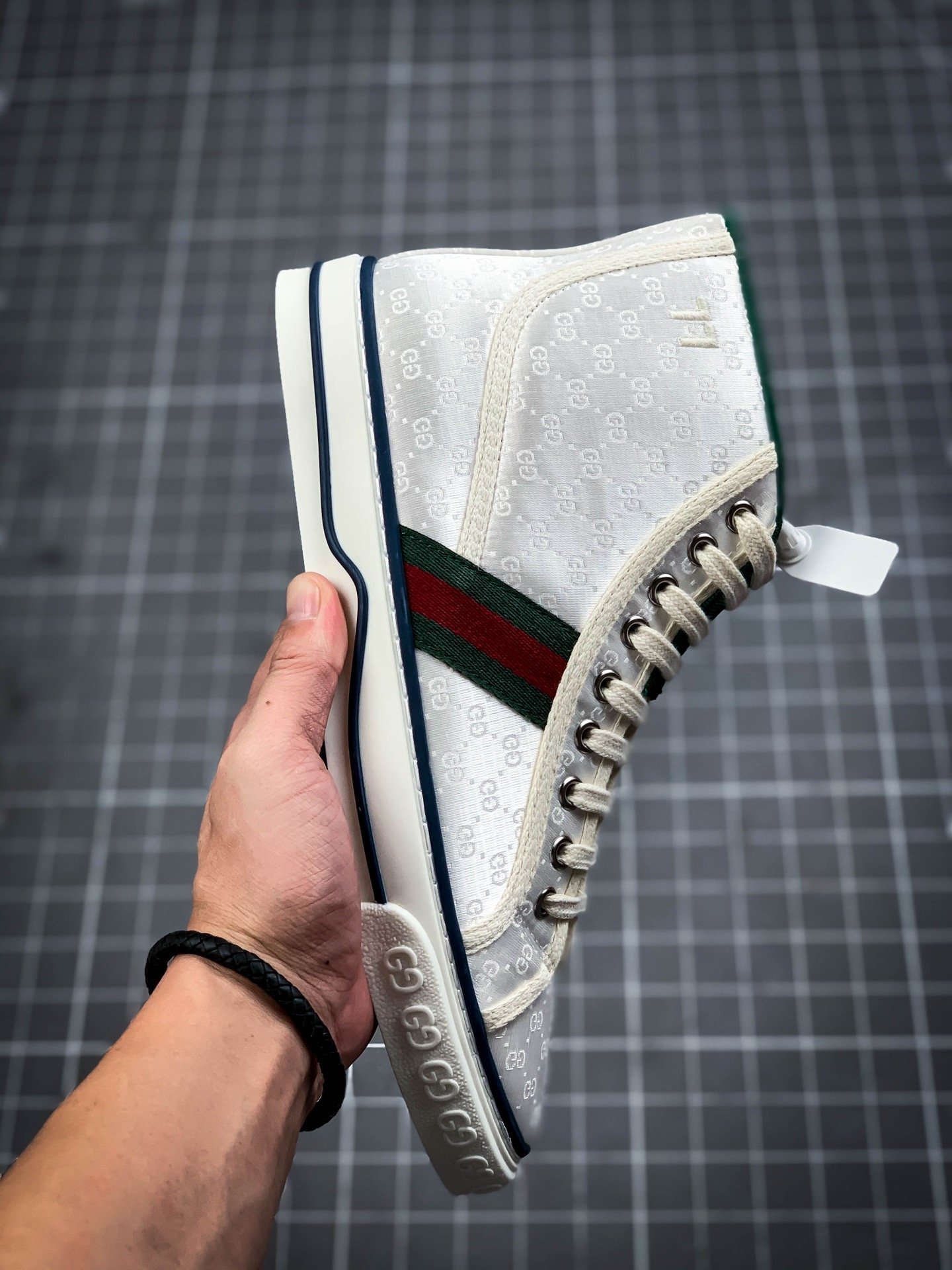 Gucci Tennis 1977 Print Sneaker White/Green/Red 9