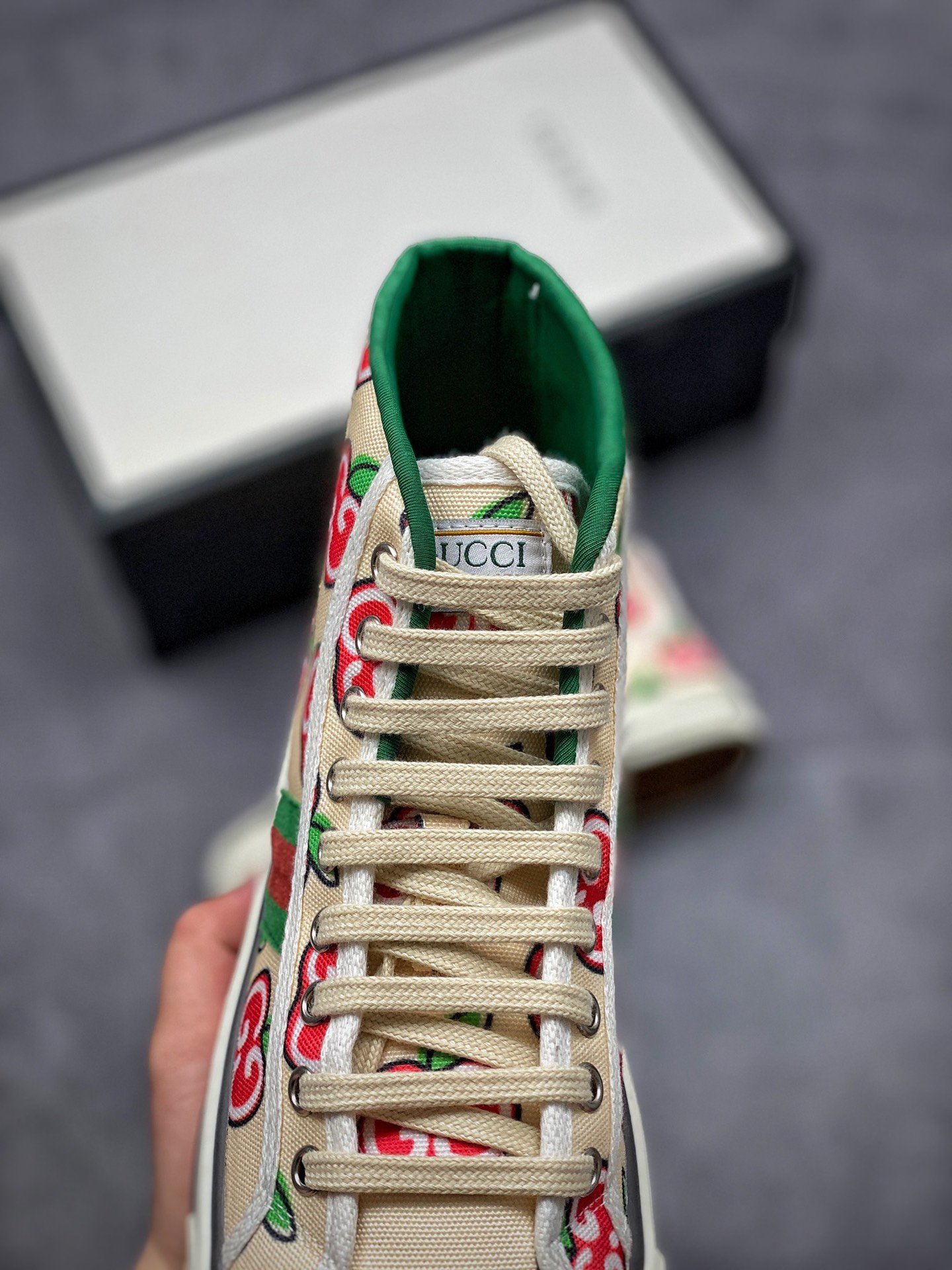 Gucci Tennis 1977 Print Sneaker Beige/Red/Green 9