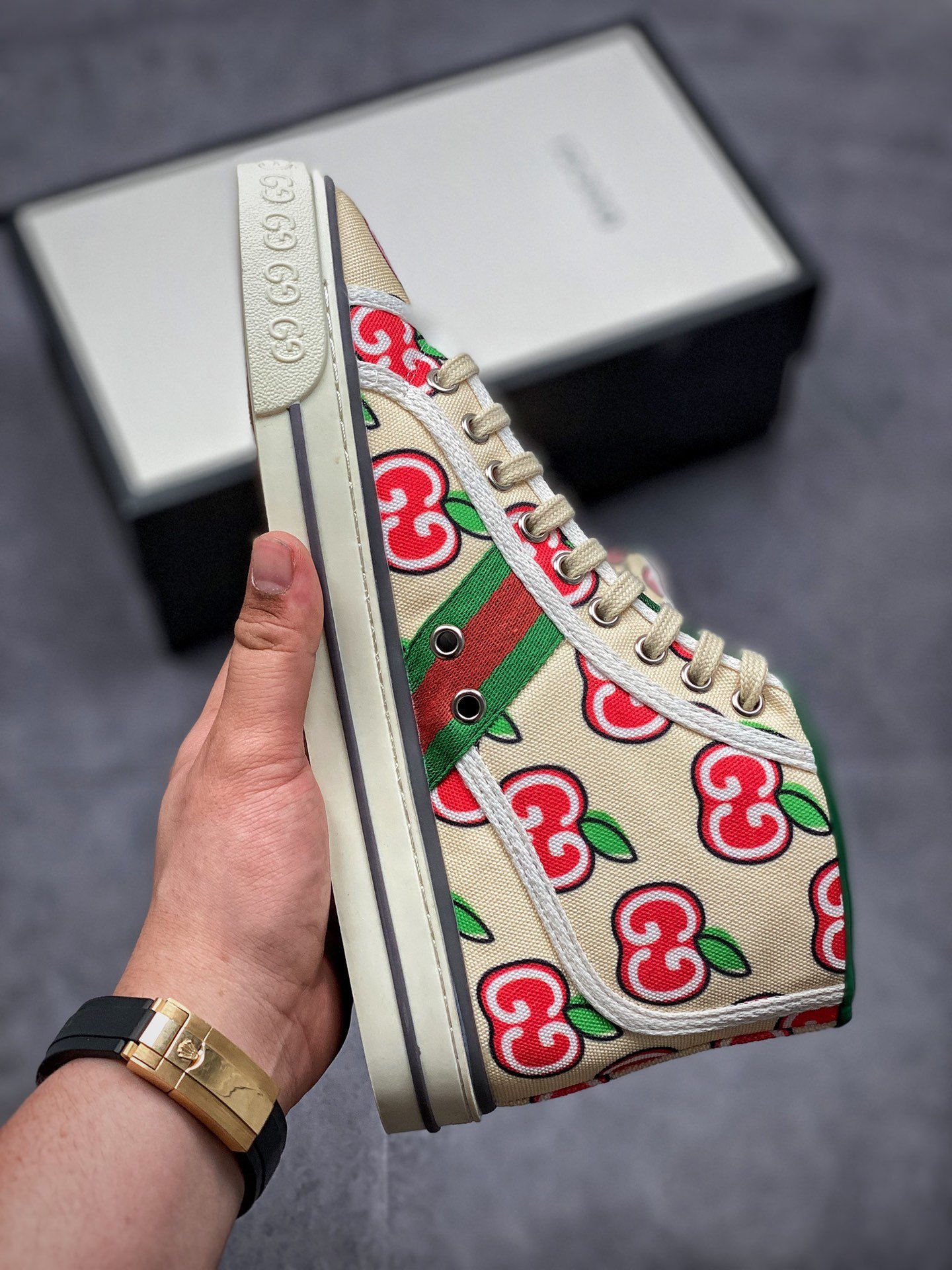 Gucci Tennis 1977 Print Sneaker Beige/Red/Green 15