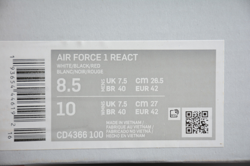 Air Force 1 React D/Ms/X White/Black 23