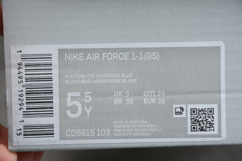 Air Force 1 Low Gs White/Hydrogen Blue 27