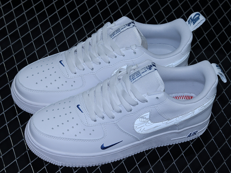 Air Force 1 Low 07 Lv8 Reflective Swoosh White/Dark Marina Blue/White 7