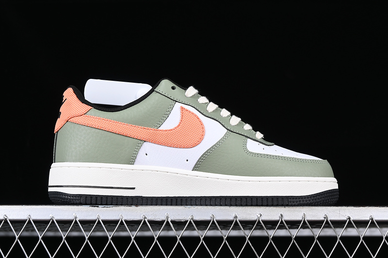 Nike Air Force 1 '07 Oil Green/White/Sail/Safety Orange 3