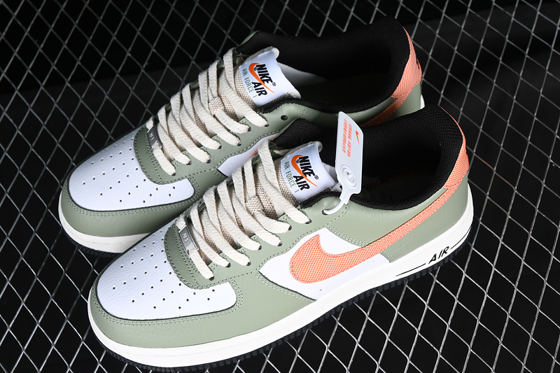 Nike Air Force 1 '07 Oil Green/White/Sail/Safety Orange 9