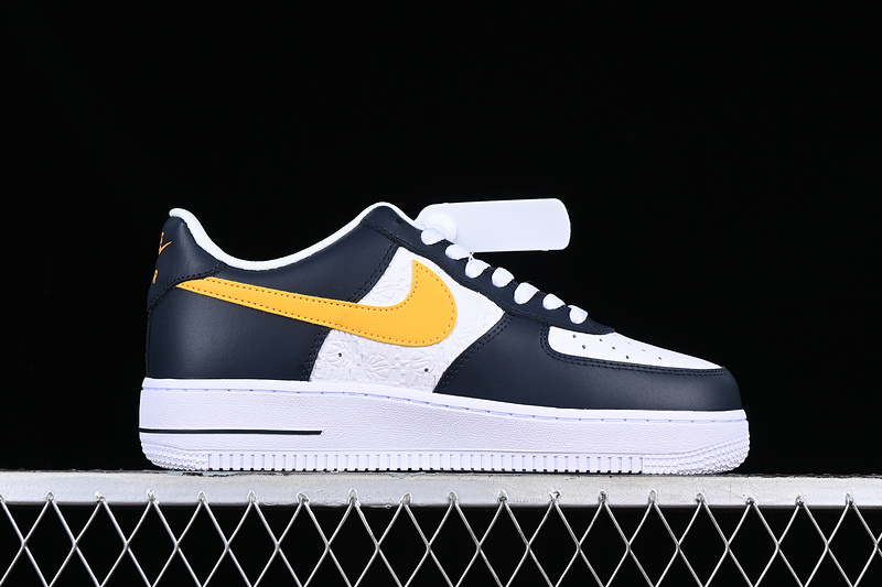 Nike Air Force 1 '07 Emb Embossed Hoops Dark Obsidian/White/University Gold 9