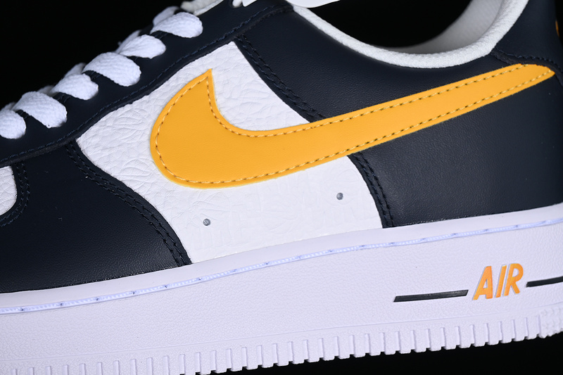 Nike Air Force 1 '07 Emb Embossed Hoops Dark Obsidian/White/University Gold 23