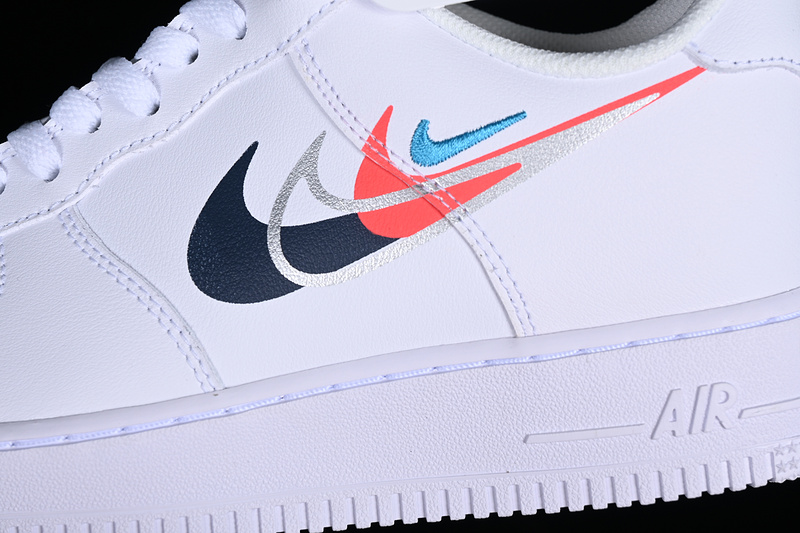 Air Force 1 Low Quadruple Swoosh White/Bright Crimson/Metallic Silver 7