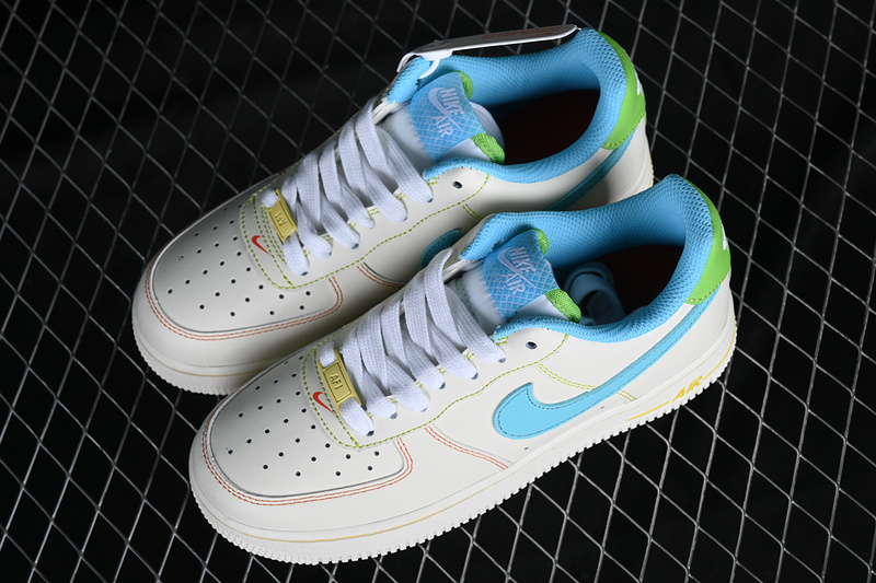 Nike Air Force 1 '07 Low Rainbow Stitch White/Green/Blue 23