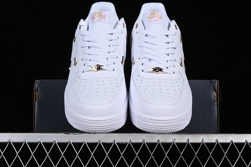 Nike Air Force 1 '07 Low All White White/Gold 13