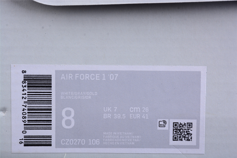 Air Force 1 White Grey Gold White/White/Light Silver/Light Silver 7