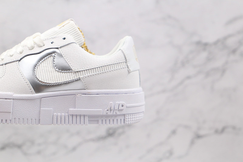 Air Force 1 Low Pixel Grey Gold Chain Summit White/Dark Beetroot/White 5