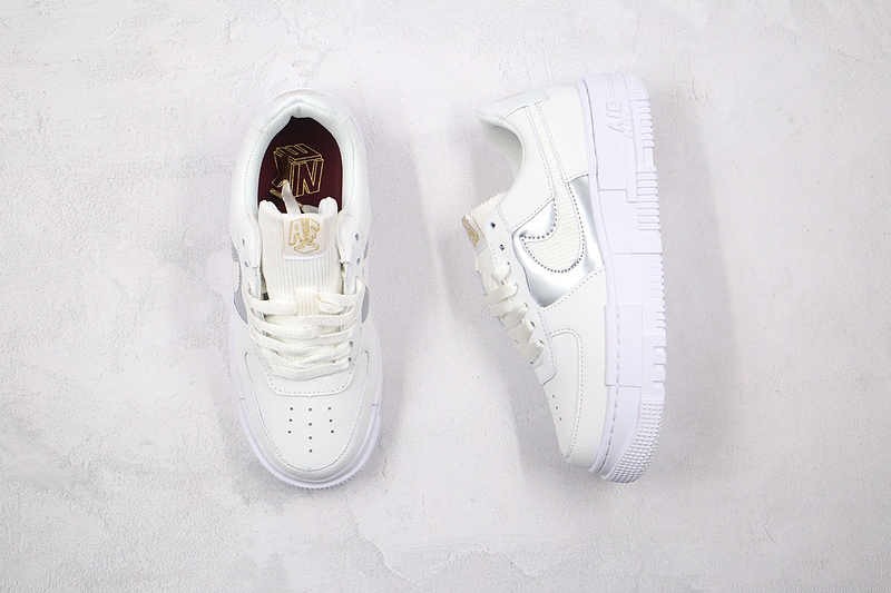 Air Force 1 Low Pixel Grey Gold Chain Summit White/Dark Beetroot/White 9