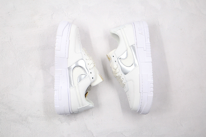 Air Force 1 Low Pixel Grey Gold Chain Summit White/Dark Beetroot/White 13