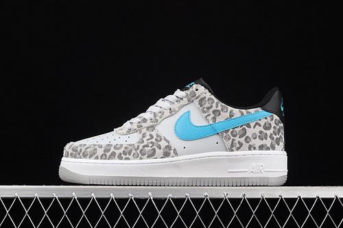 Air Force 1 Low Premium Snow Leopard Pure Platinum/Light Blue Fury/Black 5