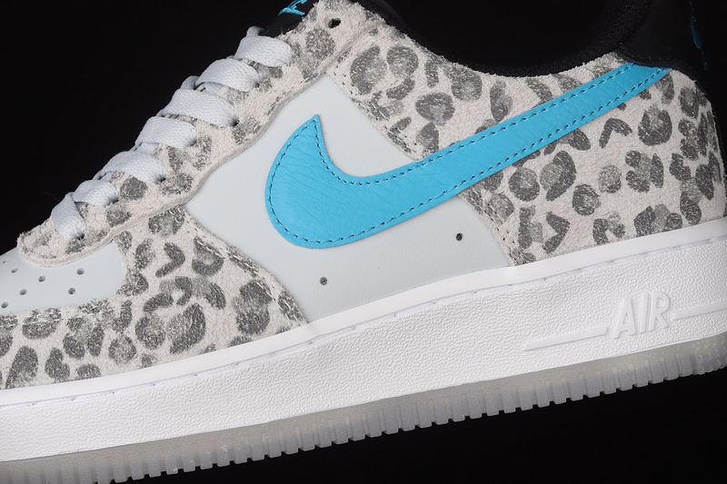 Air Force 1 Low Premium Snow Leopard Pure Platinum/Light Blue Fury/Black 13