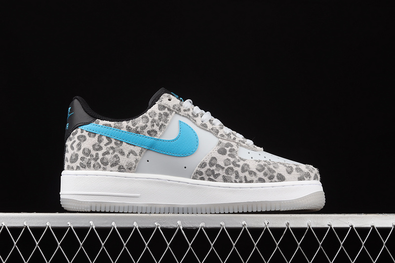 Air Force 1 Low Premium Snow Leopard Pure Platinum/Light Blue Fury/Black 23