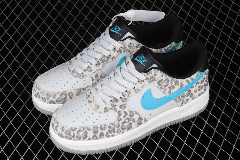 Air Force 1 Low Premium Snow Leopard Pure Platinum/Light Blue Fury/Black 25