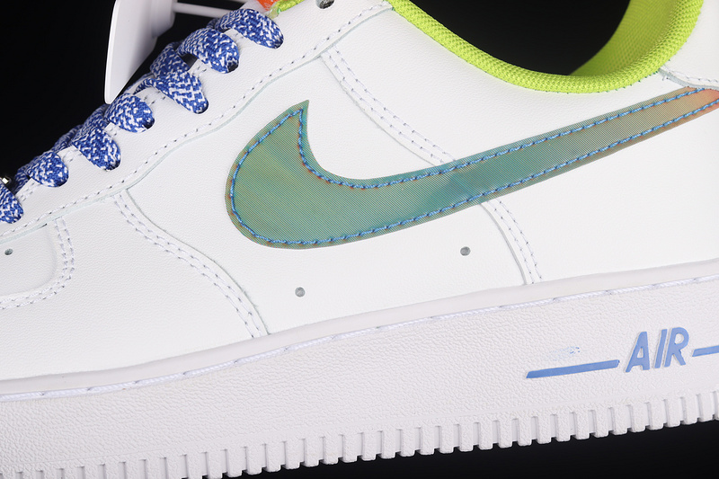 Air Force 1 Low Gs Iridescent Swoosh White/Green-Blue 3