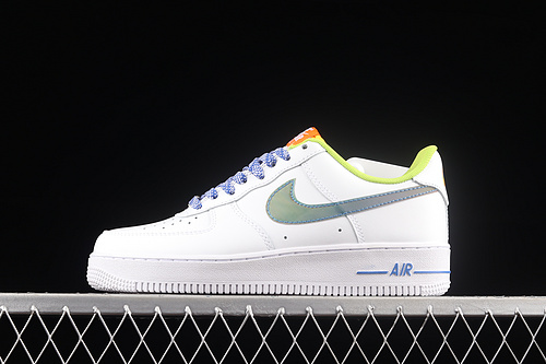 Air Force 1 Low Gs Iridescent Swoosh White/Green-Blue 7