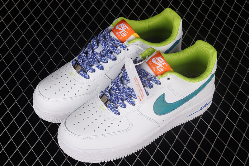 Air Force 1 Low Gs Iridescent Swoosh White/Green-Blue 31