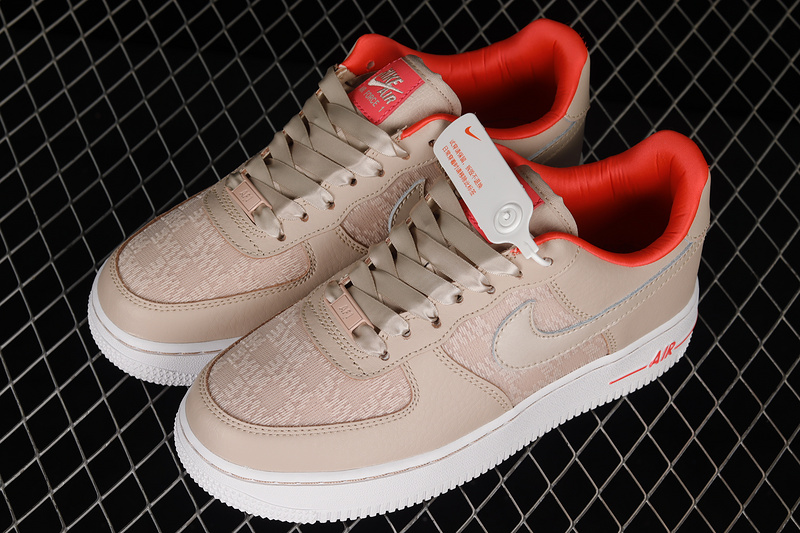 Air Force 1 Low 07 Fossil Stone/Laser Crimson/White 5