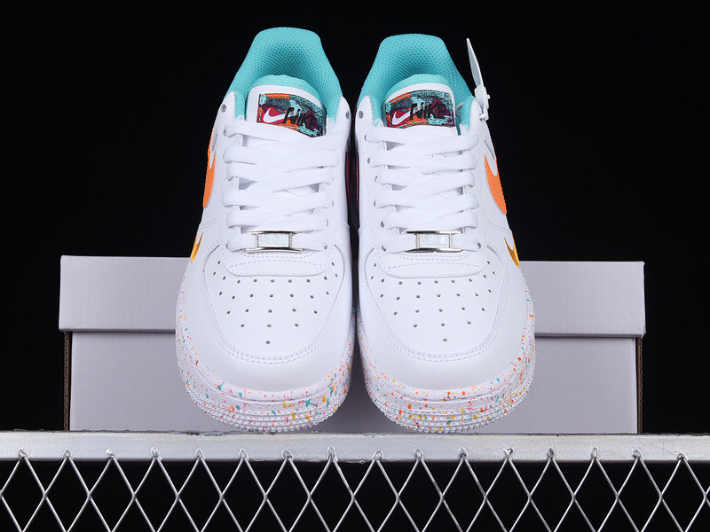 Air Force 1 Low Lv8 Gs Leap High White/Washed Teal/Safety Orange 15