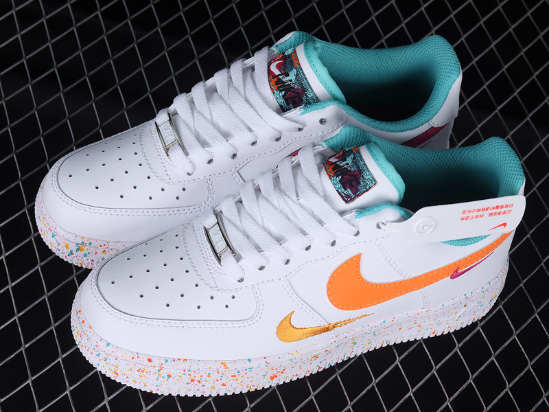 Air Force 1 Low Lv8 Gs Leap High White/Washed Teal/Safety Orange 23