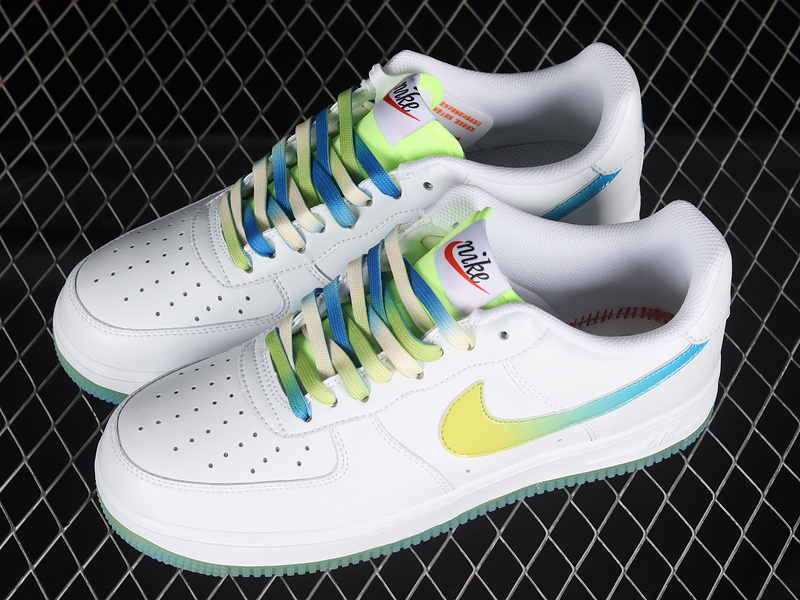 Ir Force 1 07 Su19 White/Fluorescent Green Blue 21