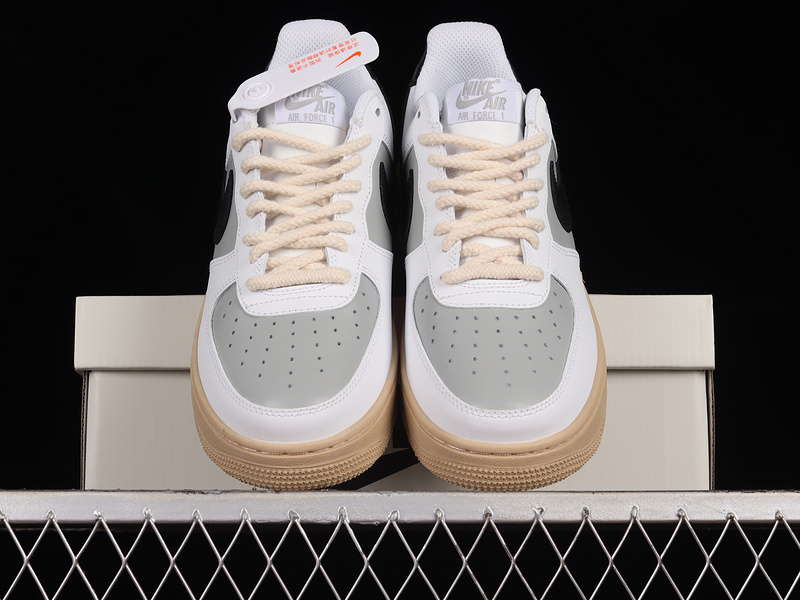 Air Force 1 Low 07 White/Black/Light Grey-Light Khaki 7