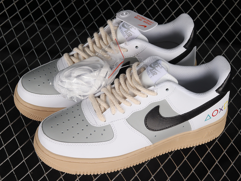 Air Force 1 Low 07 White/Black/Light Grey-Light Khaki 29