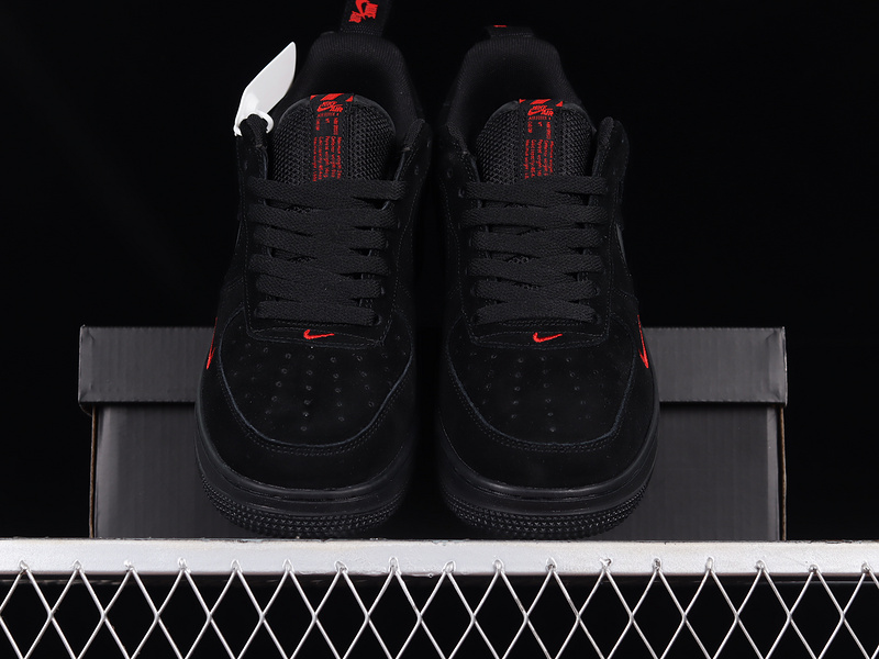 Air Force 1 Low Black/Black-Light Crimson 7